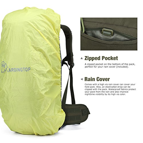 Mardingtop 70L Military Internal Frame Backpack For Hiking & Camping - Men's Large Capacity Pack With Rain Cover